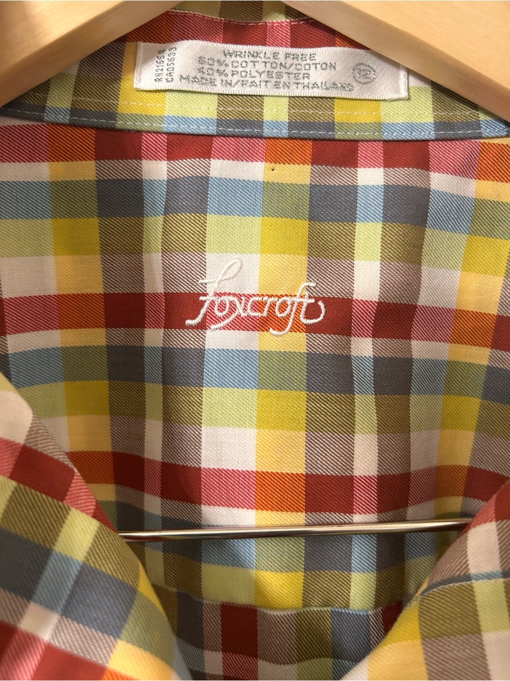 Autumnal Foxcroft Plaid Wrinkle-free Button-up Blouse in Large Size 12